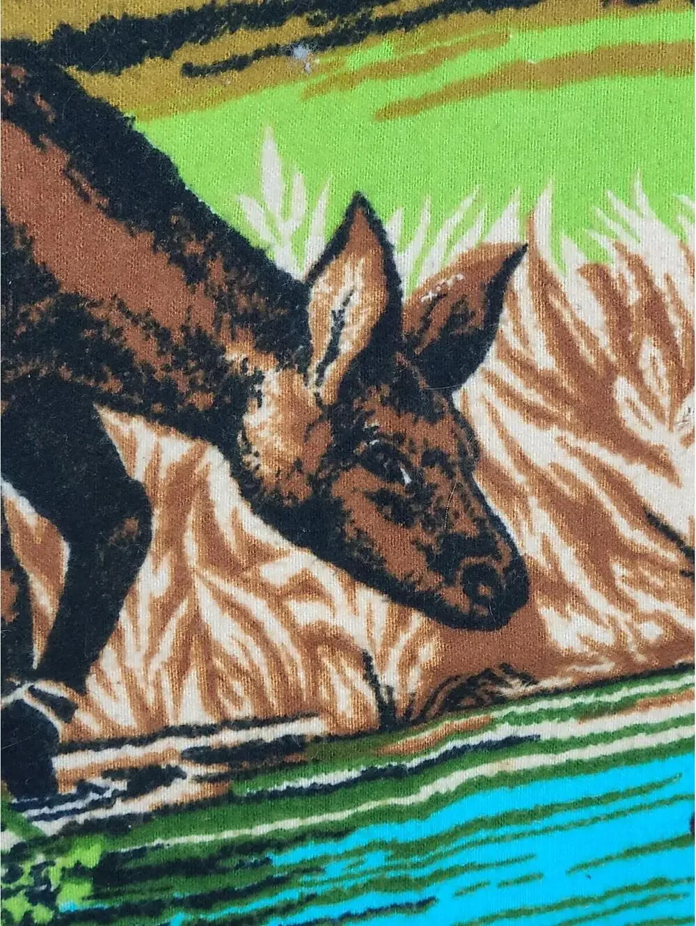 Vtg Velvet Tapestry Nature Deer Buck Scene Cotton Wall Art 39x58” Retro Home Dec